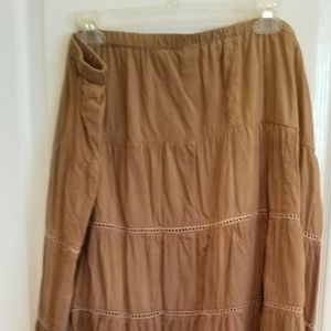 Brown tiered cotton skirt. Boho style.
